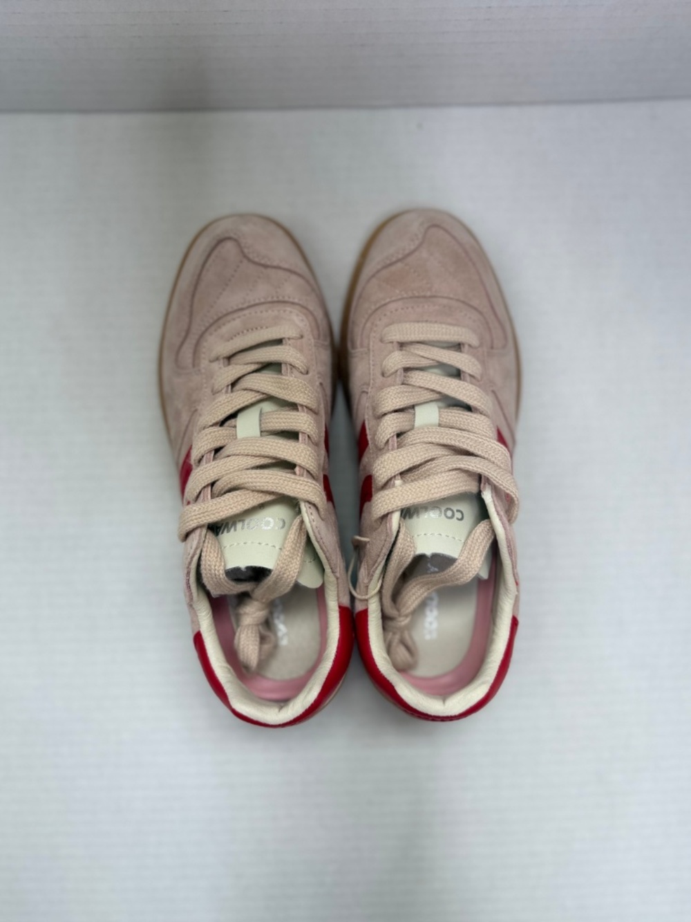 NWOB Coolway Goal Suede Retro Court Sneakers -Marshmallow/Red- size 7.5 US/ 38EU - Picture 7 of 11